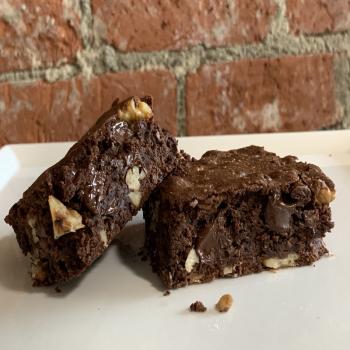 Vegan Gluten-Free Triple Chocolate Walnut Brownie